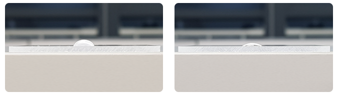 PMMA等離子處理前后水滴角對比